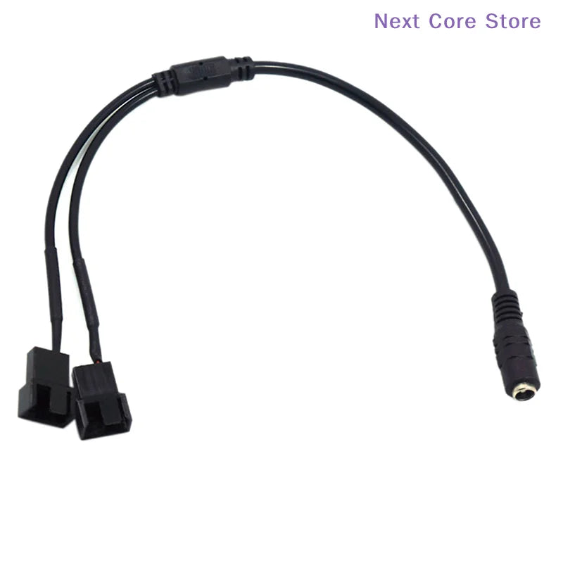DC 5521 to Dual 4-Pin PWM Fan Power Adapter Cable 12V Fan Power Adapter Cable HIP