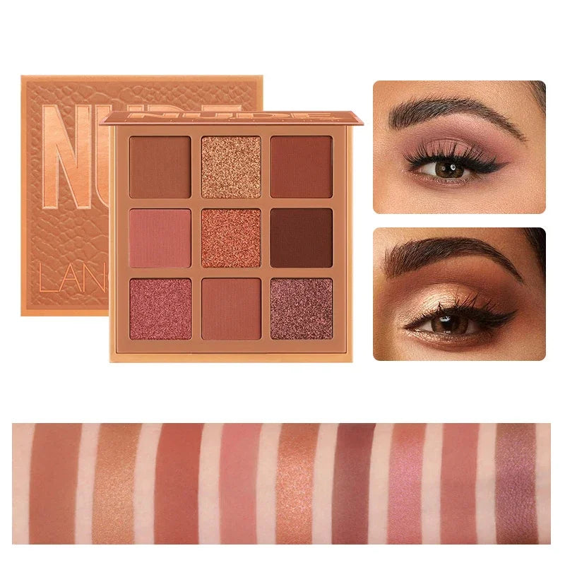 9 Colors Nude Eyeshadow Powder Makeup Palette Matte Shimmer Eye Pigmented Powder Make Up New Warm Earth Color Eyeshadow HIP