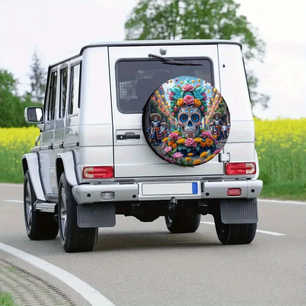 Day of the Dead Sugar Skull Spare Tire Cover – Polyester Spare Tire Cover HIP