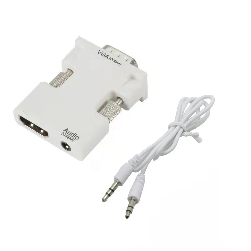 HDMI Female to VGA Male Adapter Cable with Audio Video Adapter Cable HIP White
