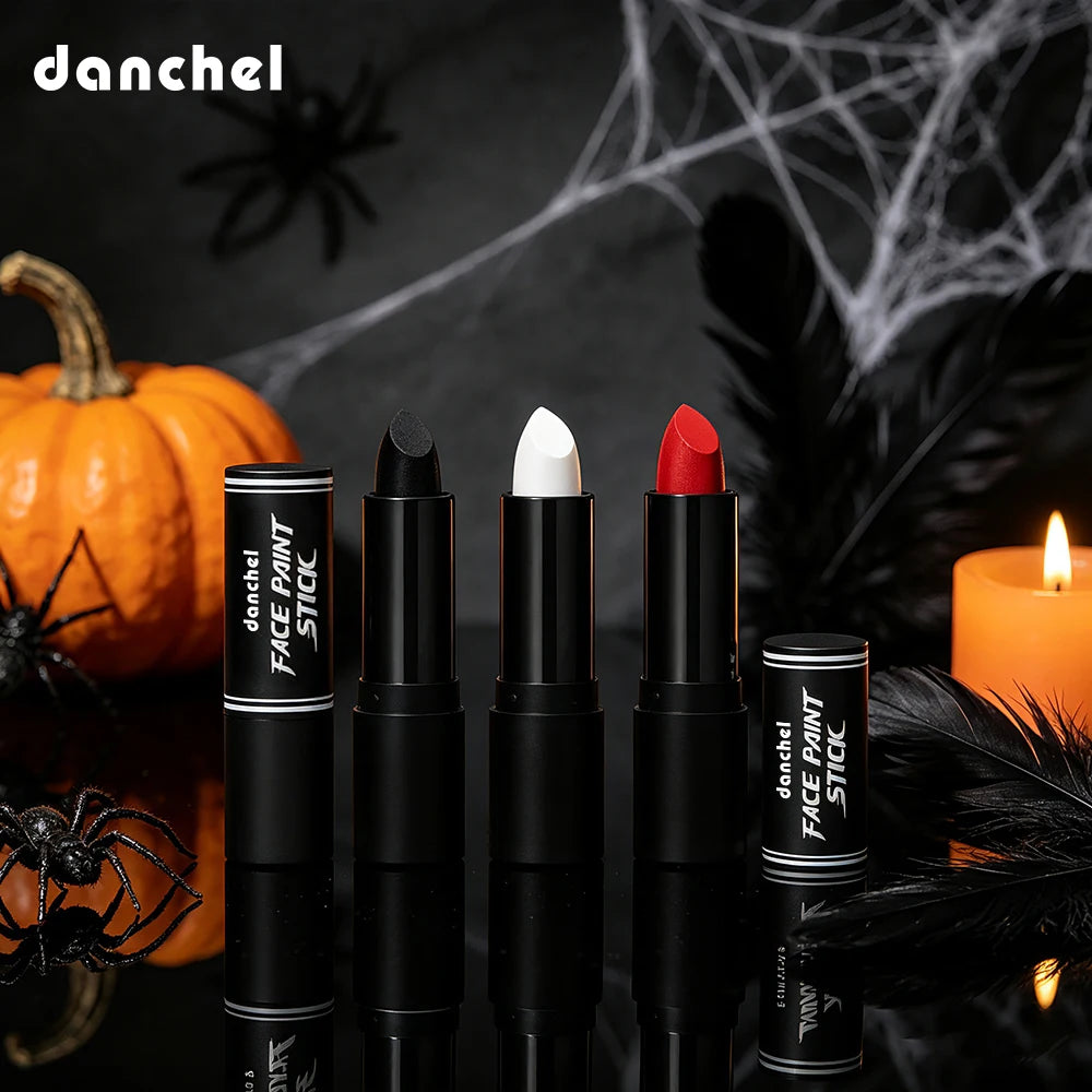 4pcs Halloween Vampire Makeup Set Black White Red Lipstick With Storage Bag Long Lasting Gothic Cosplay Costume Party Makeup HIP