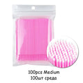 100-Pc Disposable Microbrush Eyelash Applicators – 3 Sizes Eyelash Applicator Brushes HIP C501-Pink 100pcs