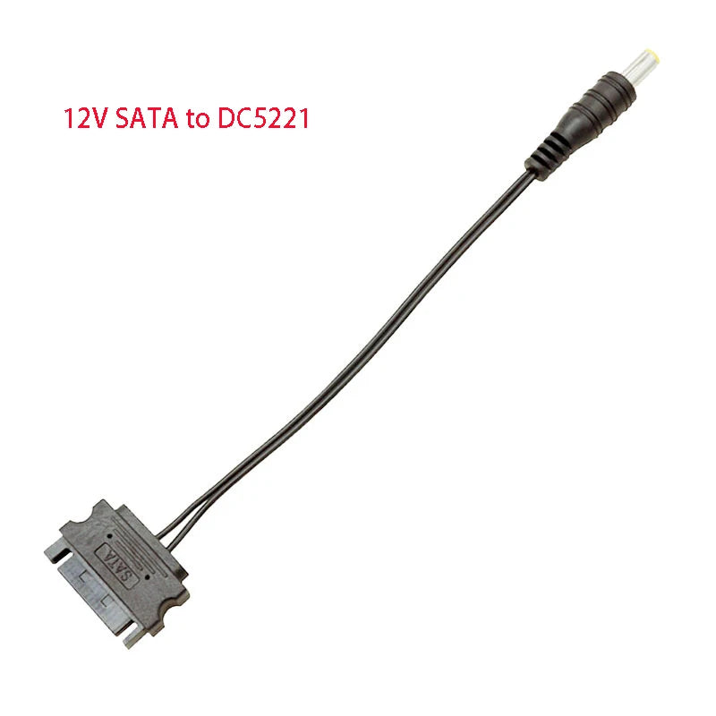 SATA 15-Pin to DC 5.5×2.1mm Power Cable 12V 5V Splitter PC Power Adapter Cable HIP 12V SATA to DC5221 18cm