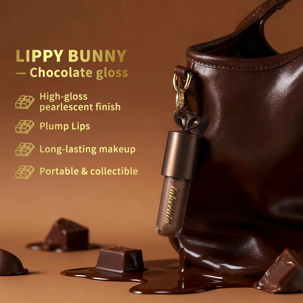 Lip Gloss Long lasting Moisturizing with Bunny Keychain Lip Stain LIPPY BUNNY Plump Lips Chocolate Glow Cosmetics Makeup HIP