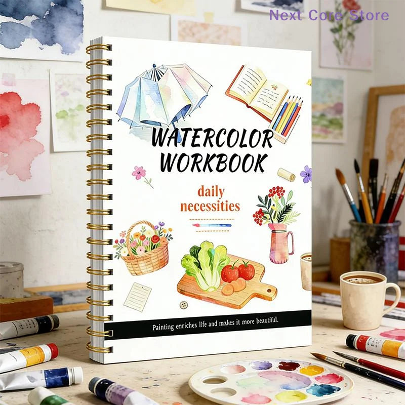 Spiral Bound Watercolor Flower Workbook – Thick Cotton Paper Watercolor Sketchbook HIP