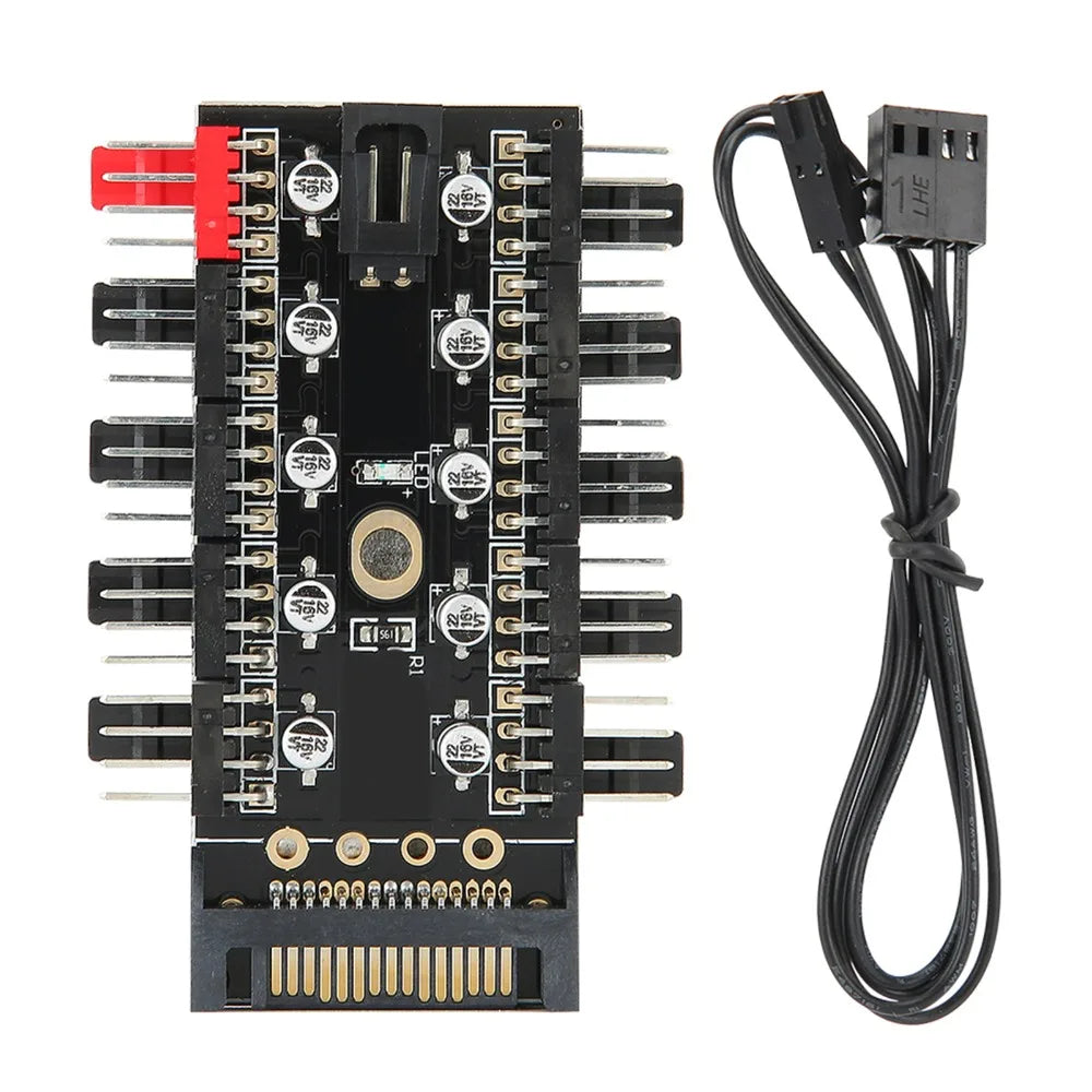 10-Port PWM Fan Hub Splitter – 4-Pin SATA PC Cooling PC Fan Hub HIP