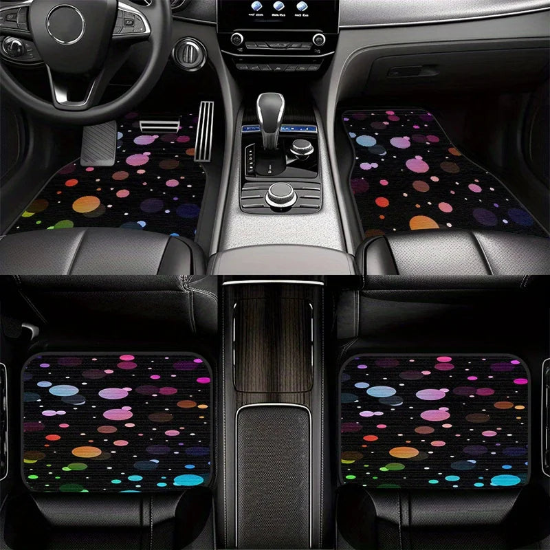 4-Piece Polka Dot Crystal Velvet Floor Mat Set – Colorful Floor Mat Set HIP