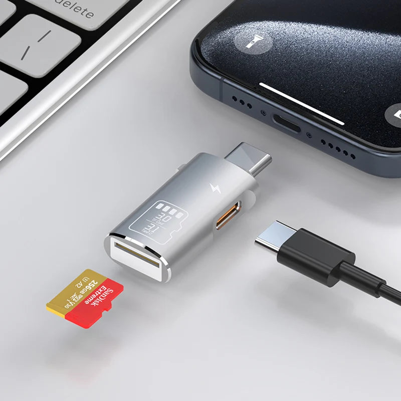 USB-C Micro SD Card Reader + PD Charging Adapter | OULLX USB-C Card Reader HIP