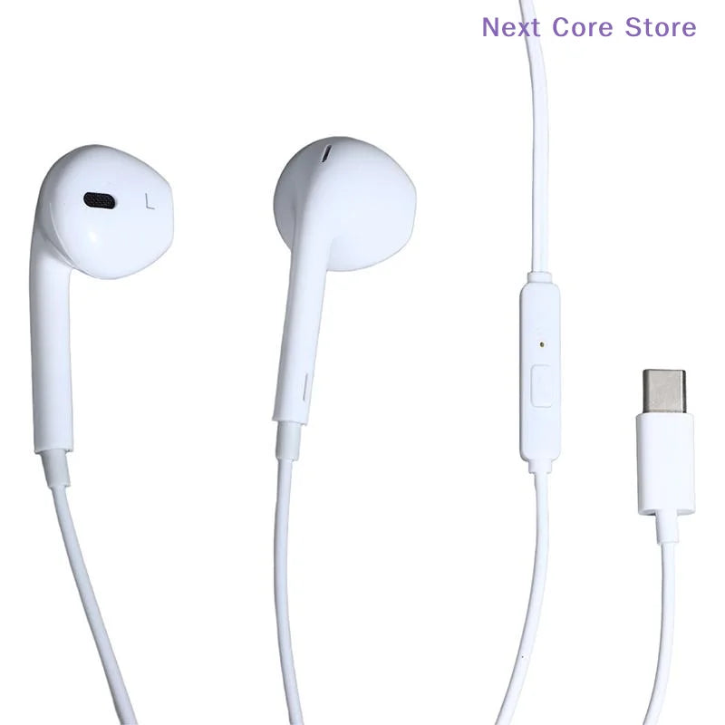 Wired Type-C Earbuds HiFi Stereo Sound & Inline Mic Wired In-Ear Earbuds HIP