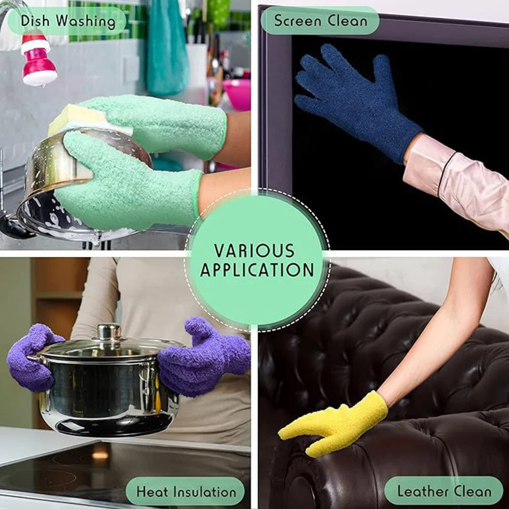 Stretch Breathable Soft Absorbent Microfiber Dust Removal Five Finger Gloves For Home Kitchen Car RV Pool Boat Cleaning HIP