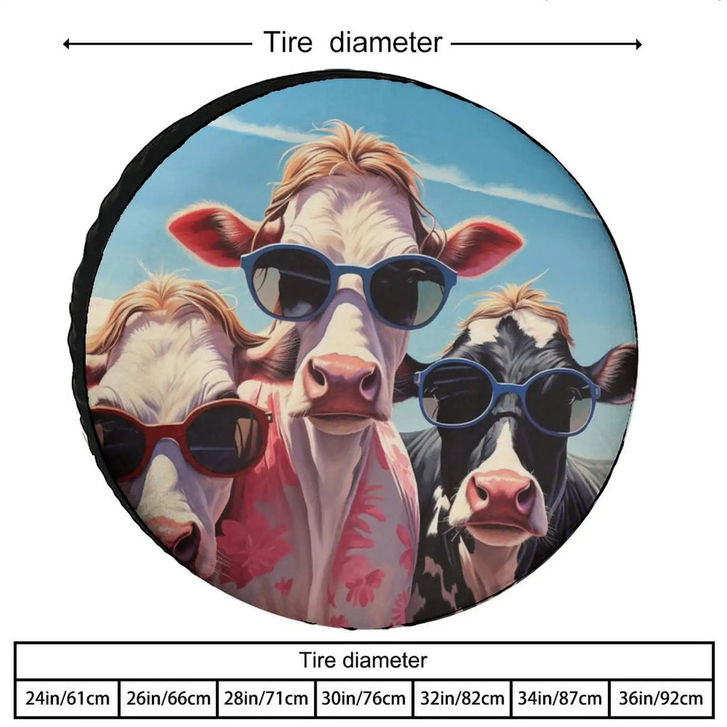 Farmhouse Cow Spare Tire Cover – Waterproof Polyester 12–18" Spare Tire Cover HIP