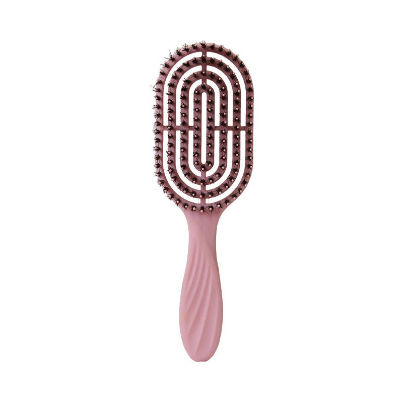 Detangling Curls Hairbrush Tangled Boar Bristle Hair Comb Define Hollow Out Hair Brush Dual Purpose Comb Hair Styling Tools HIP Pink 1