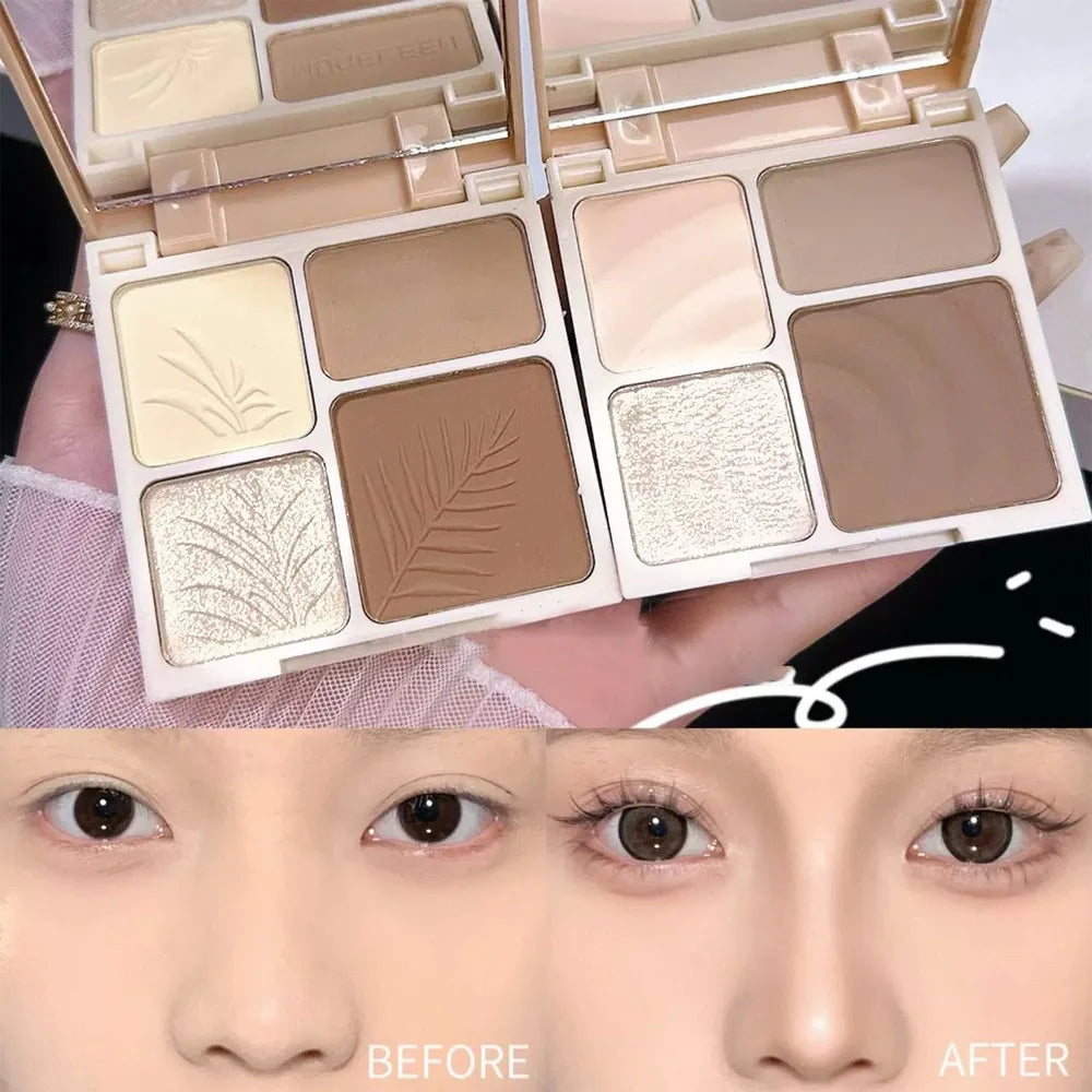 3D Facial Contouring Bronzer Brightening Matte Highlights Palettes 4-colors Eye Shadow Nose Powder Beige Whirlpool Makeup Plate HIP