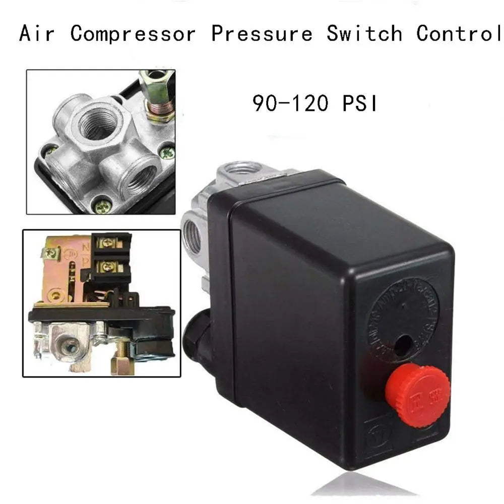 Air Compressor Pressure Switch 90–120 PSI 220V 4-Port Valve Compressor Pressure Switch HIP