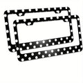 2-Pack Aluminum License Plate Frames – White & Black Polka Dot License Plate Frame HIP 1