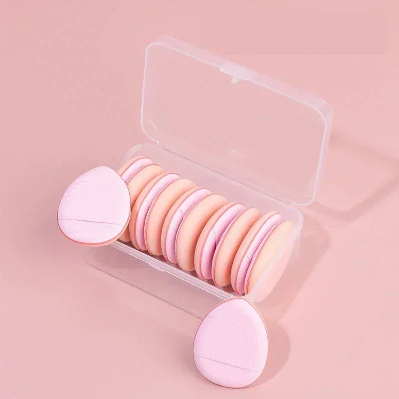 3/10pcs Mini Size Professional Cosmetic Cushion Puff Concealer Foundation Detail Puff Finger Puff Set Makeup Sponge Beauty Tool HIP Pink In Box 10Pcs
