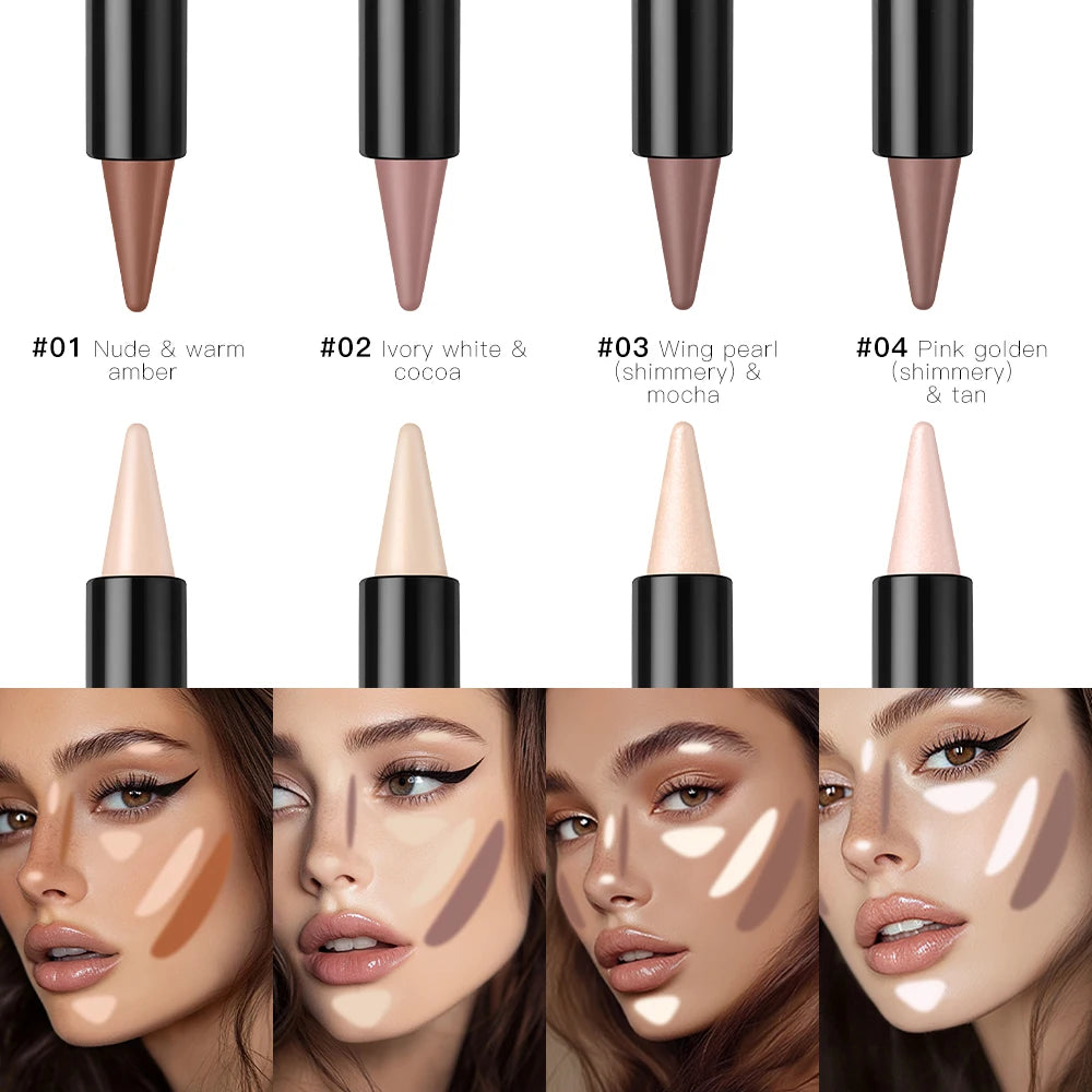 Dual Ended Contour Stick Foundation Concealer Long Lasting Dark Circle Correcting Contour Concealer Makeup Highlighter Cosmetics HIP