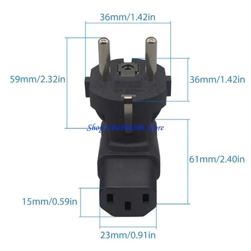 90° EU 4.8mm 2-Prong to C13 Power Adapter for Computers Power Plug Adapter HIP
