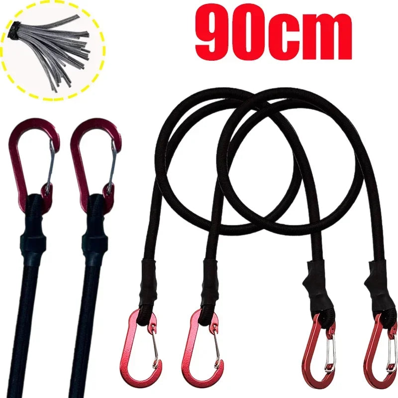 Heavy Duty Bungee Cord with Aluminum Alloy Carabiner Hooks Bungee Cord Strap HIP C775-2pcs 90cm