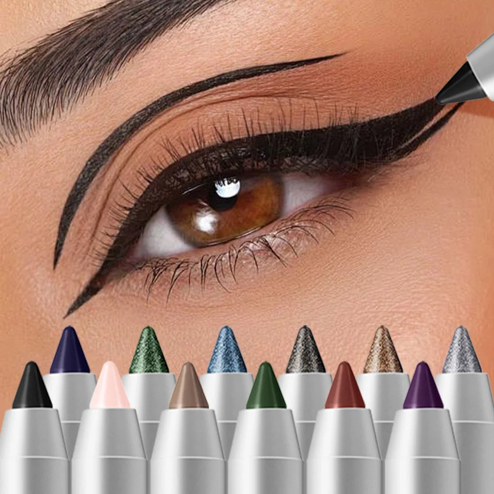 12 Colors Eyeliner Pencil Waterproof Smudge Proof Long Lasting Smooth Precise Application Smoky Eyes Makeup Cosmetics HIP