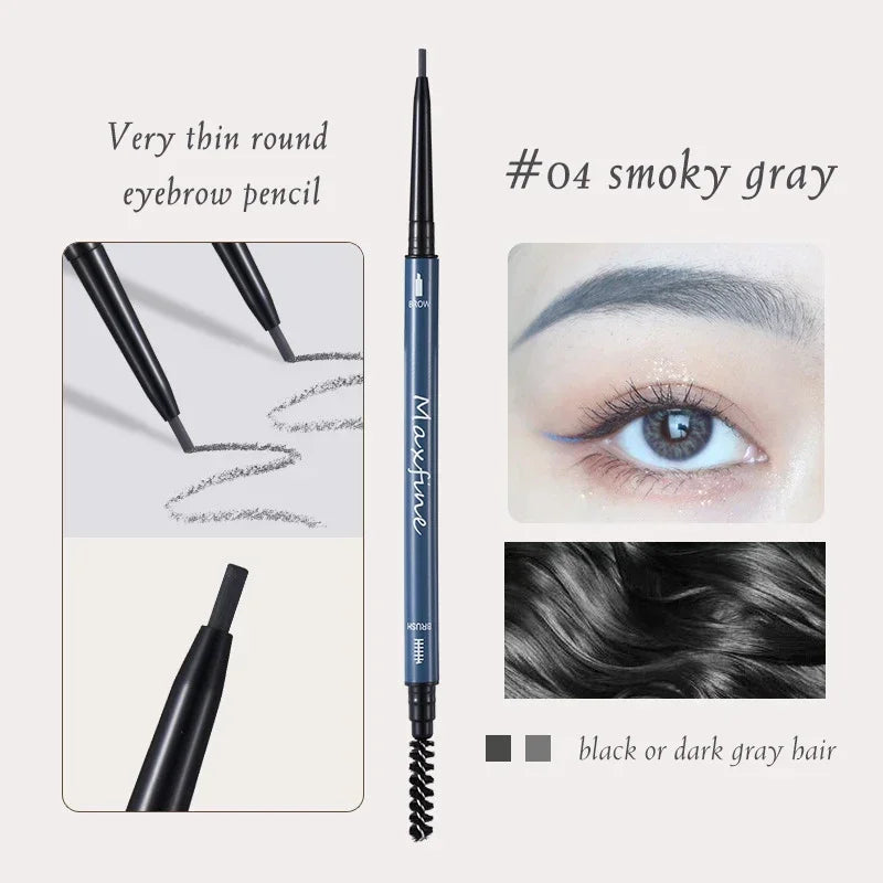 Maxfine Ultra Fine Triangle Eyebrow Pencil Precise Brow Definer Long Lasting Waterproof Morandi Cool Brown Eyebow Makeup 6 Color HIP 04 Smoke Gray