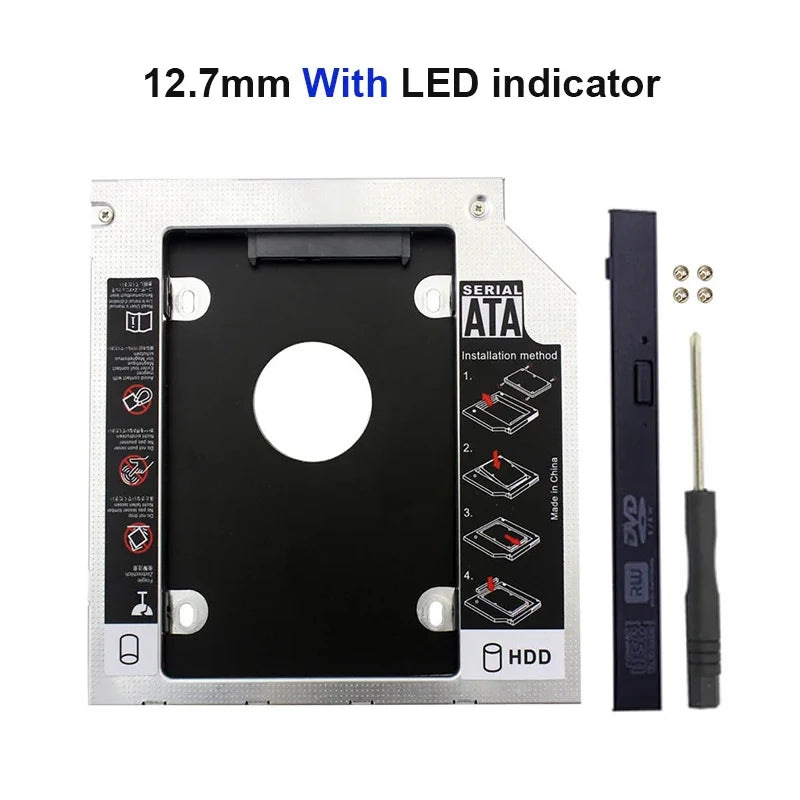 OULLX HDD Caddy Optical Bay 9mm 9.5mm 12.7mm SATA SSD Enclosure Laptop HDD Caddy HIP