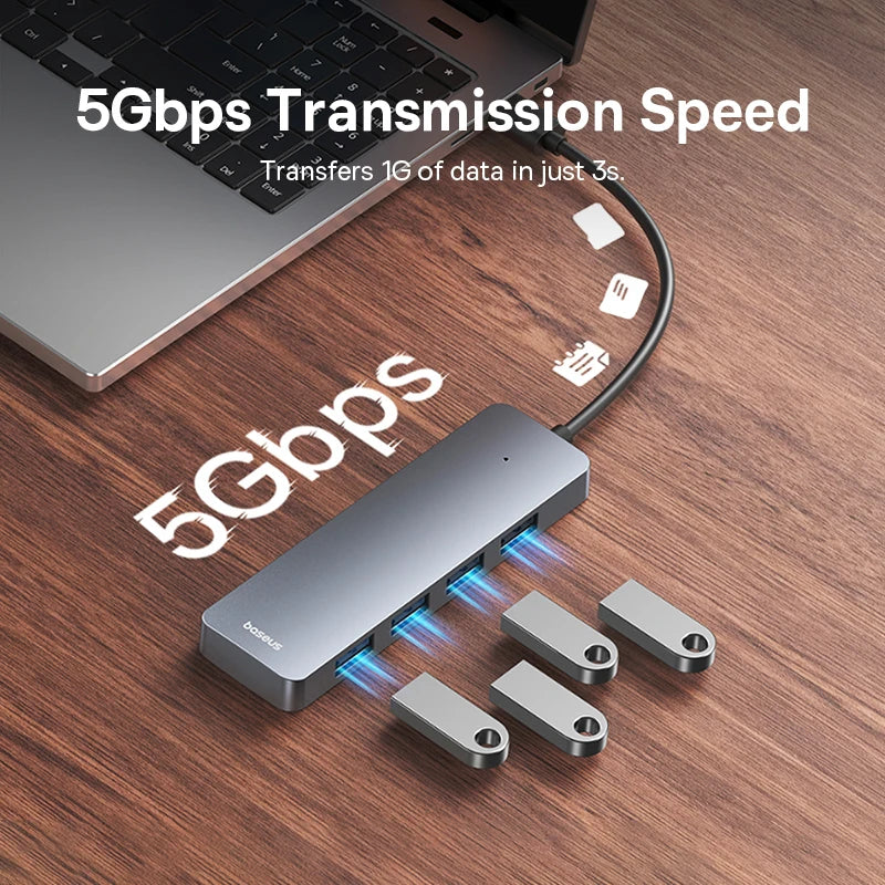 Baseus 4-Port USB 3.0 Hub – 5Gbps Laptop Splitter Adapter USB Hub HIP