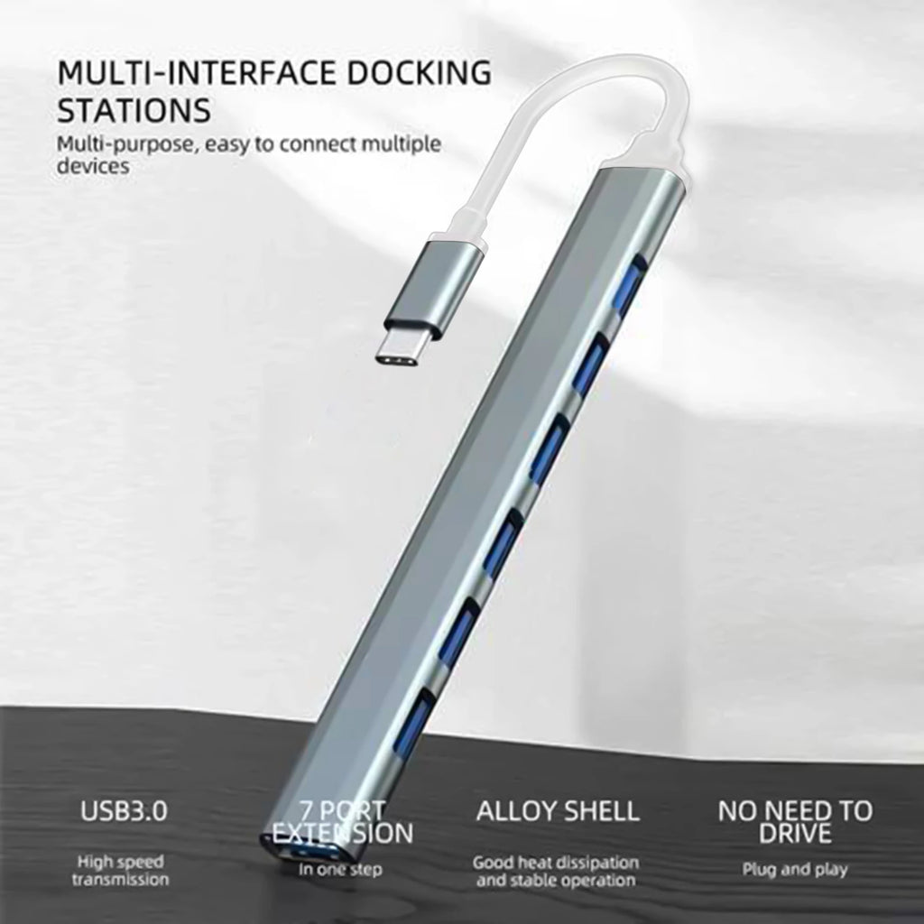 7-in-1 USB-C Hub 7-Port USB 3.0 OTG Adapter for MacBook USB-C Hub HIP