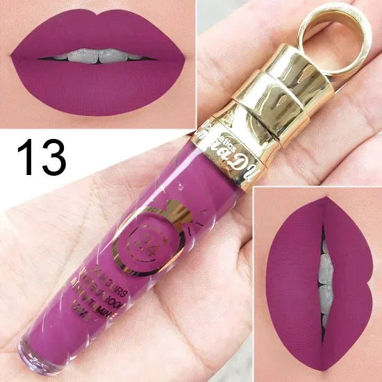20 Colors Lipstick Waterproof Long Lasting Matte+Shimmer Mental Beauty Lip Gloss Nude Glitter Lip Gloss Beauty Sexy Lip Tint HIP 13