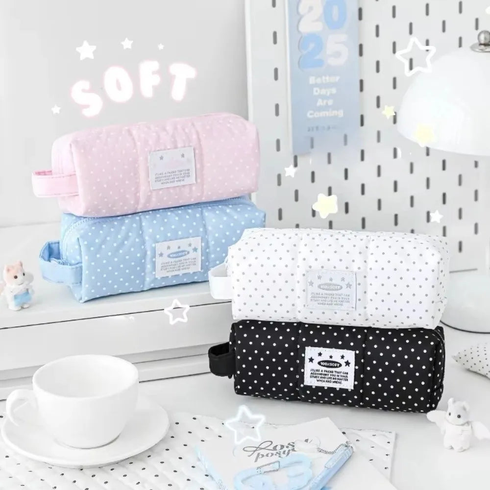 Polka Dot Pencil Case & Cosmetic Pouch – Large Capacity Pencil Case Pouch HIP