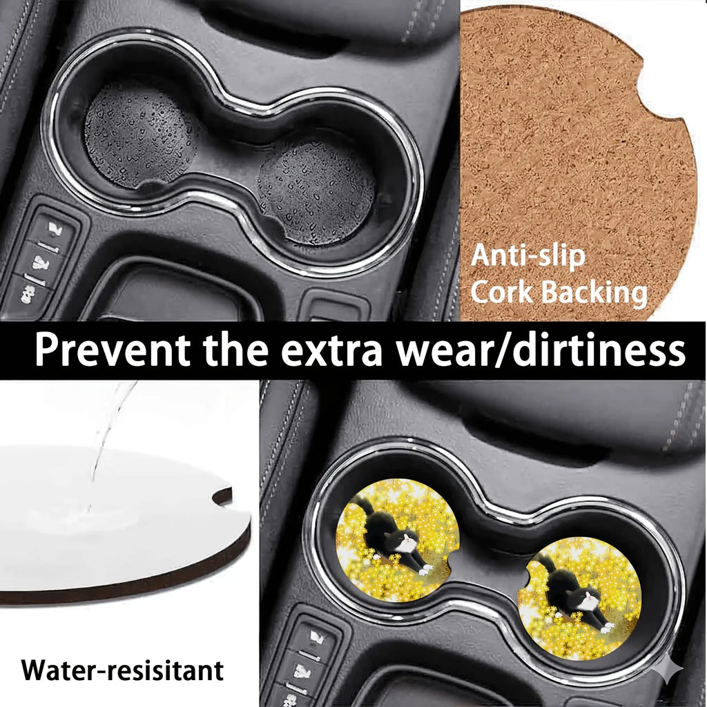 Set of 2 Non-Slip Car Cup Holder Pads with Finger Grooves Car Cup Holder Pad HIP