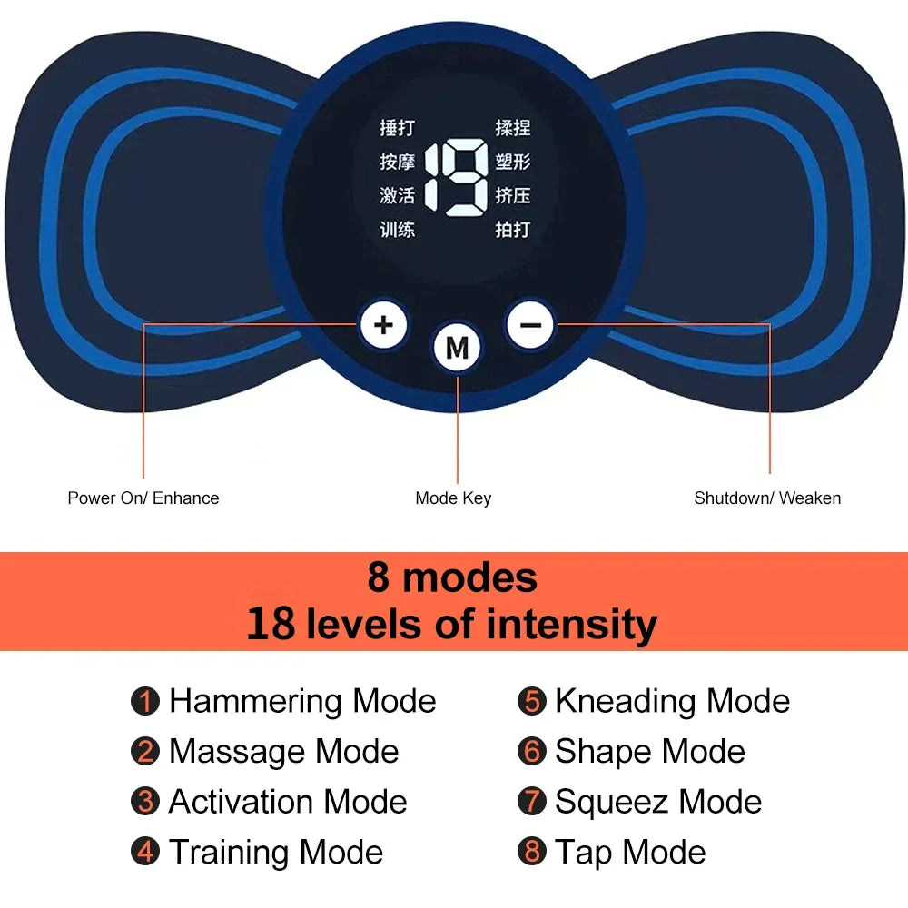 RUZOFO EMS Neck & Body Massager Patch – 8 Modes 18 Levels EMS Massager Patch HIP