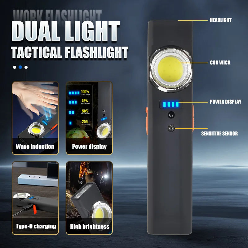 ESMARTER Magnetic Work Light – USB-C Rechargeable Flashlight Magnetic Work Light HIP