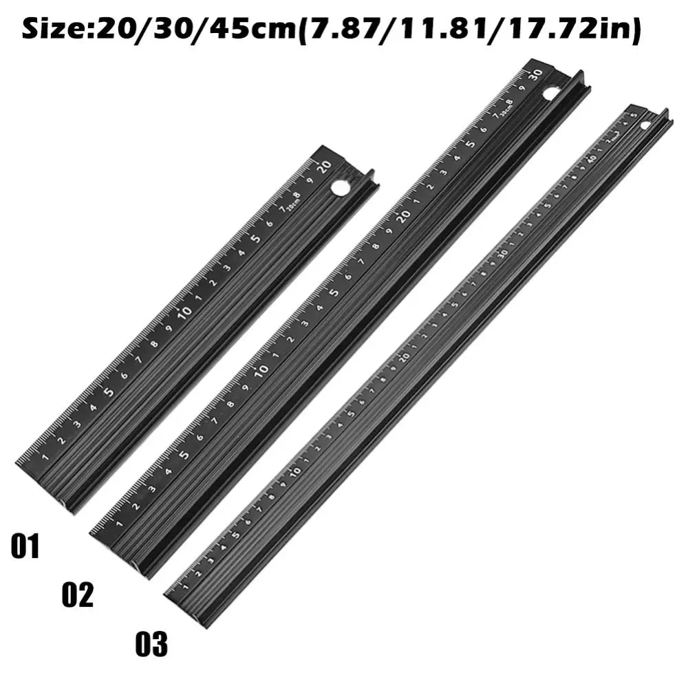 Aluminum Straight Ruler Anti-Cut Non-Slip | 20/30/45cm Measuring Straight Ruler HIP
