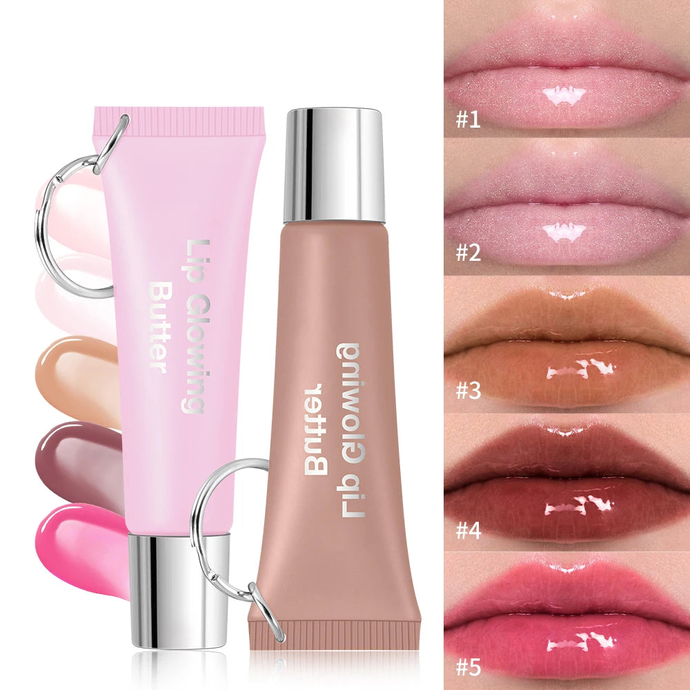 Lip Gloss Lip Oil Plumper Long Lasting Keychain Glowing Butter Moisturizing Pink Nourishing Makeup Care Hydrating Lipstick HIP