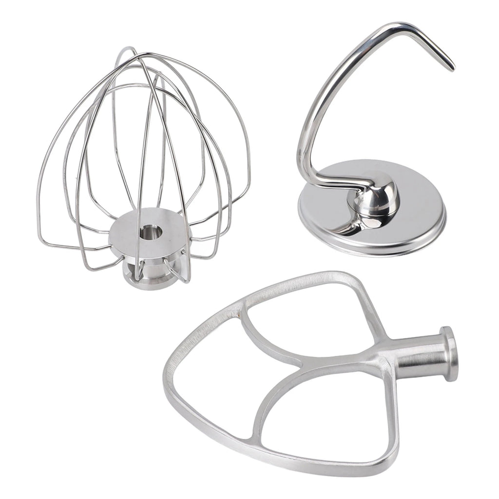 3pcs Stand Mixer Attachment Flat Beater Wire Whip Tilt Head Stand Mixer Accessories Easy To Clean Stainless Steel for Kitchen HIP Default Title