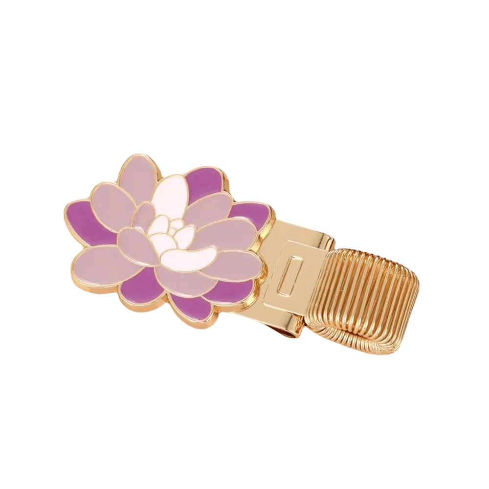 Retro Metal Flower Pen Holder & Notebook Clip – Gold Desk Organizer Clip HIP Lotus