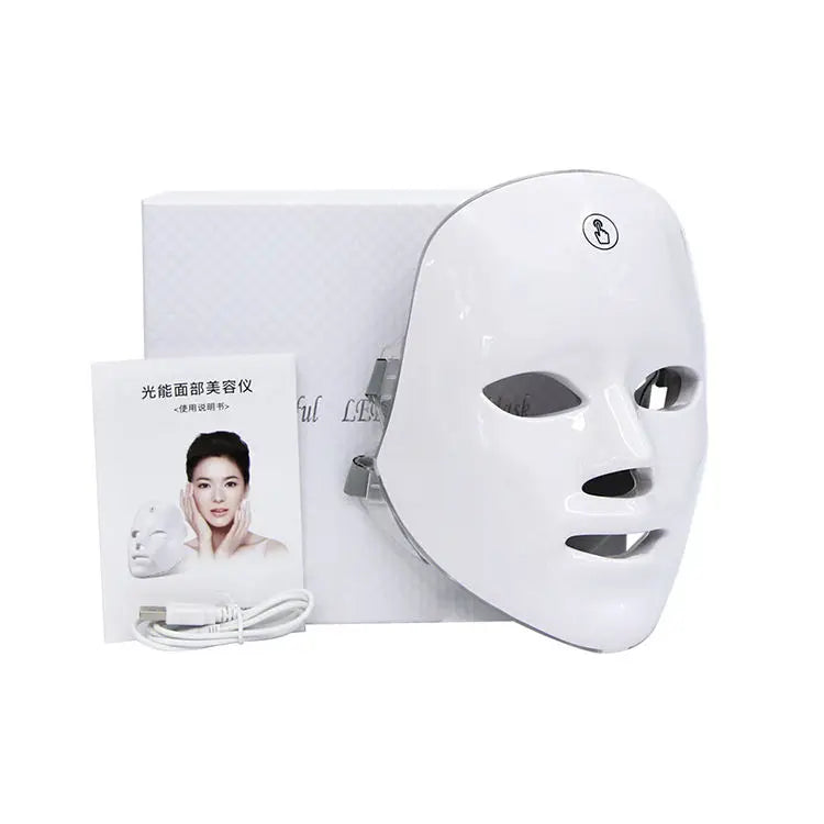 CAMMUO 7-Color LED Facial Mask – Photon Therapy Skin Care LED Light Therapy Mask HIP With Box