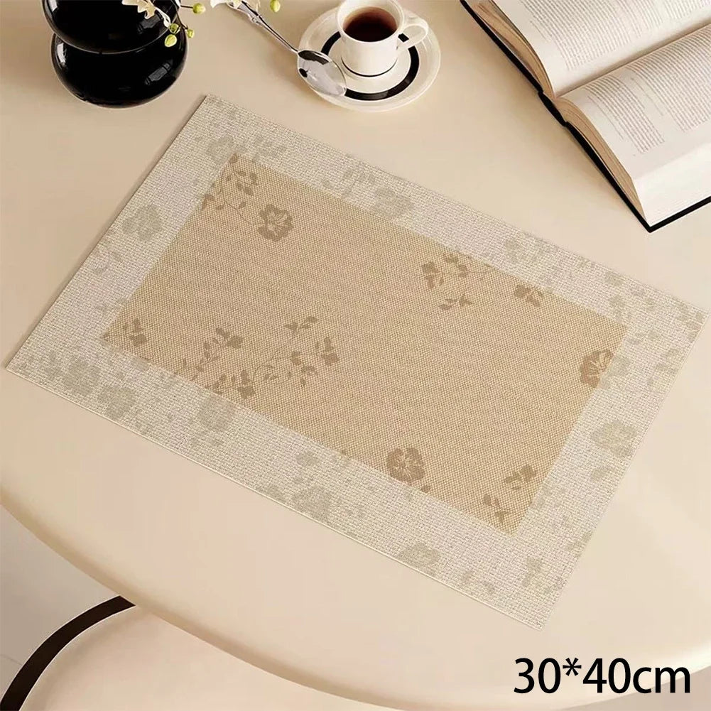 Waterproof Oil-proof Heat Proof PVC Table Mat French Retro Style Placemat For Restaurant Home Decoration HIP 30 40cm-03 L