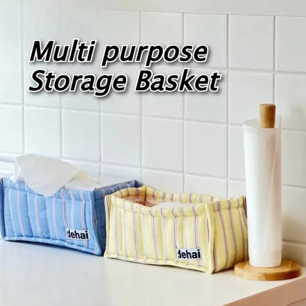 Korean Quilted Fabric Storage Basket – Desktop Organizer Fabric Storage Basket HIP