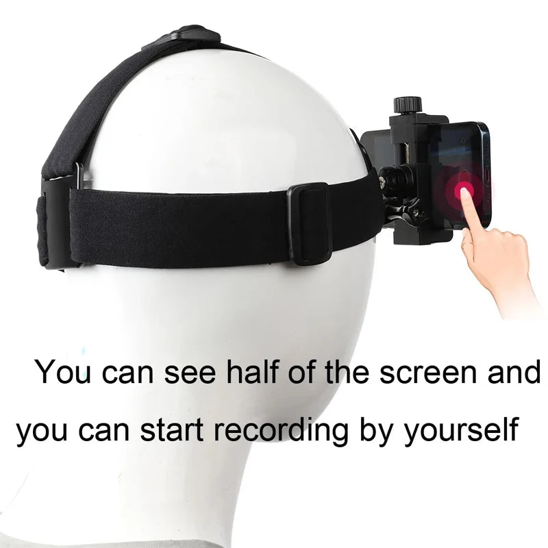 Headband Phone & Action Camera Mount Strap – GoPro, iPhone Camera Head Mount HIP