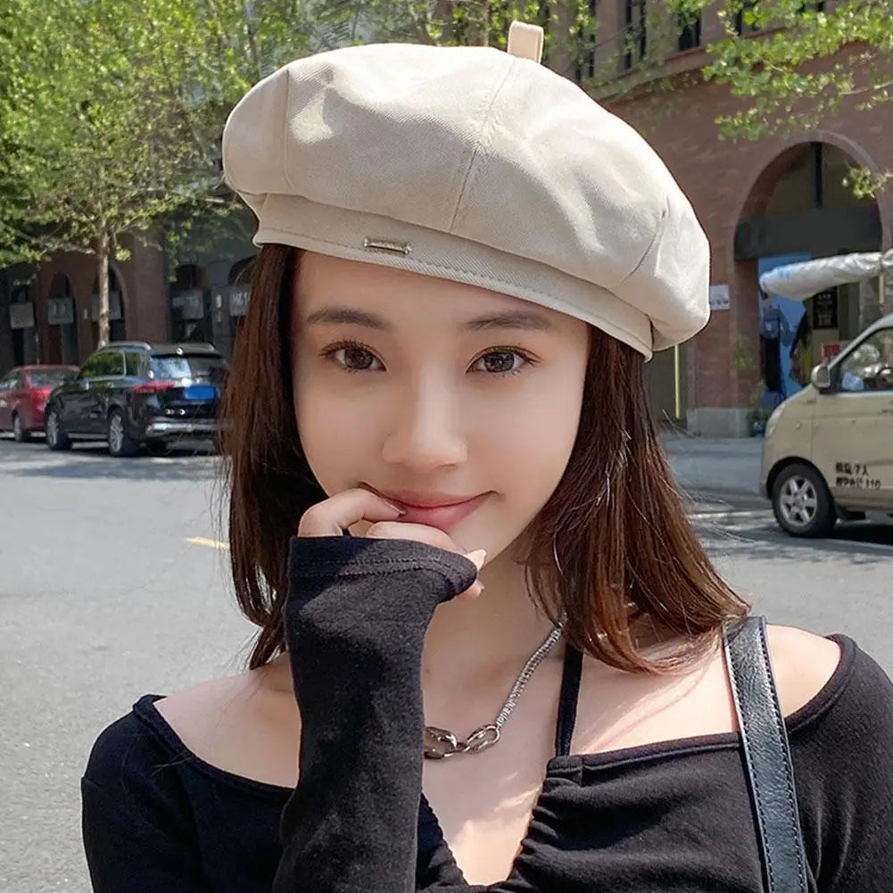 Solid Color Women Berets Korean Fashion Retro Octagonal Hat Elegant Lady Artist Painter Cap Newsboy Beanie Bonnet HIP