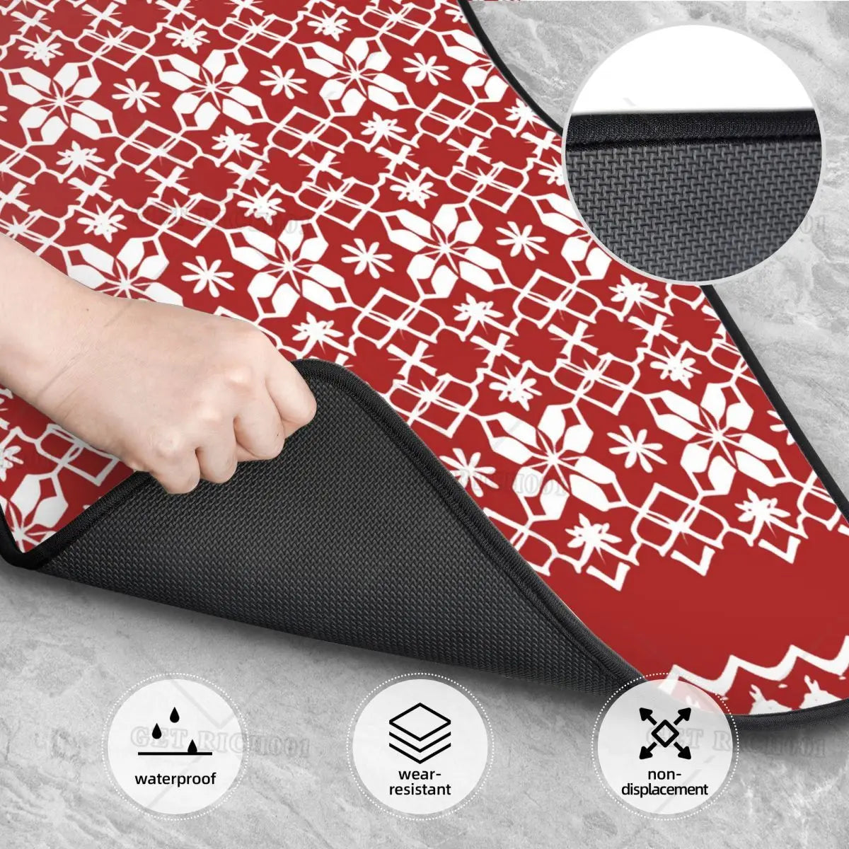 Christmas Snowflake Car Floor Mats Set of 4 | Red Vintage Car Floor Mats HIP