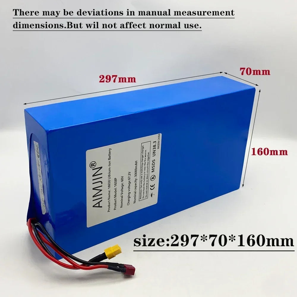 60V 30Ah 16S8P Lithium Battery Pack with BMS for Electric Scooter Lithium Battery Pack HIP