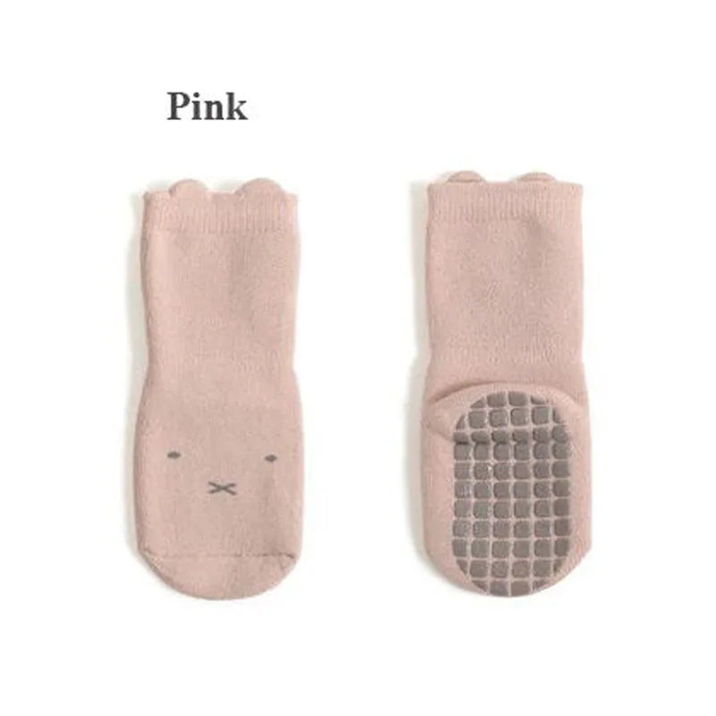 Kids Anti-Slip Cotton Cartoon Boat Socks – Boys & Girls Kids Grip Socks HIP C71-Pink-1 pair S (0-1 years)