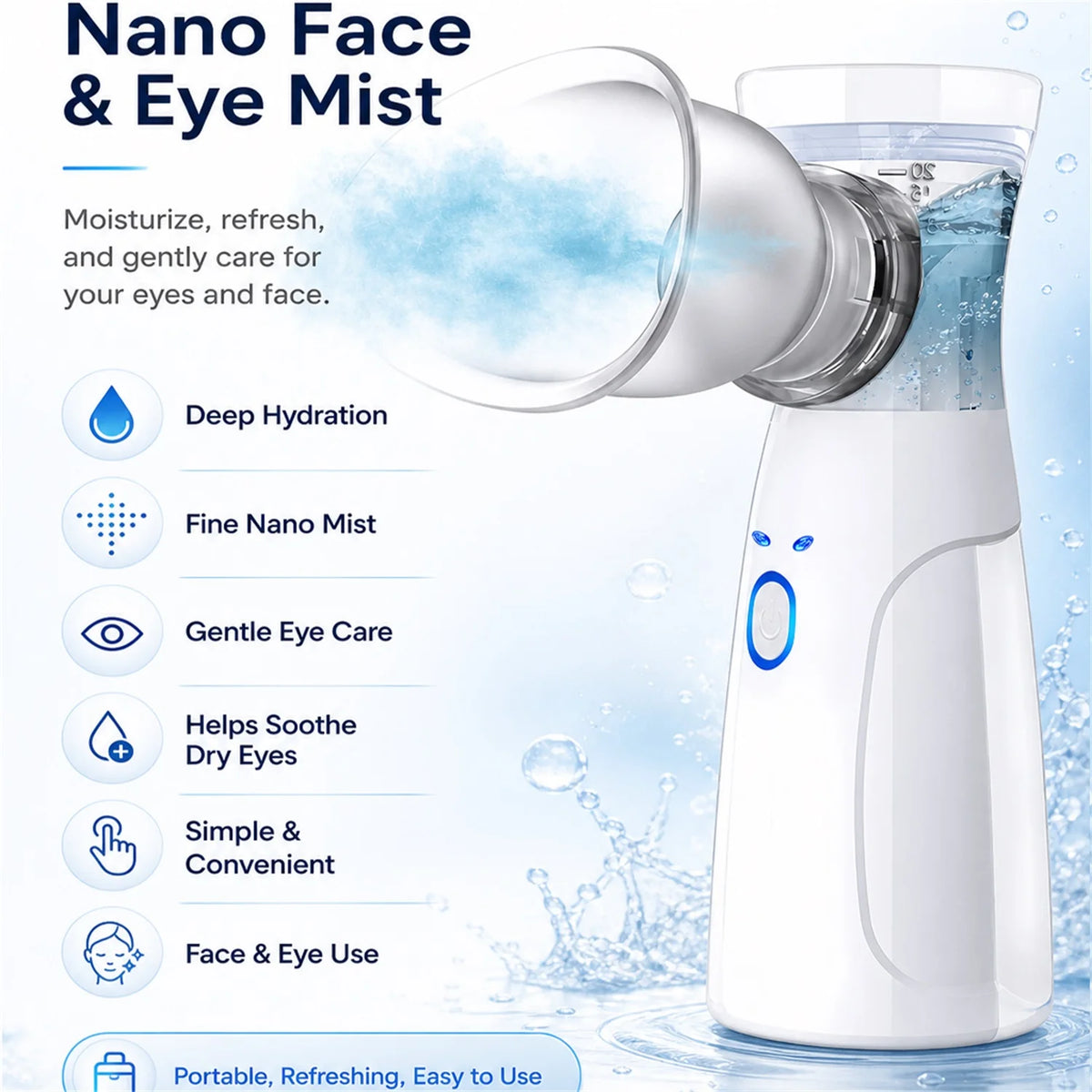 2-in-1 Mesh Facial Mist Sprayer & Eye Moisturizing Nebulizer Facial Mist Sprayer HIP