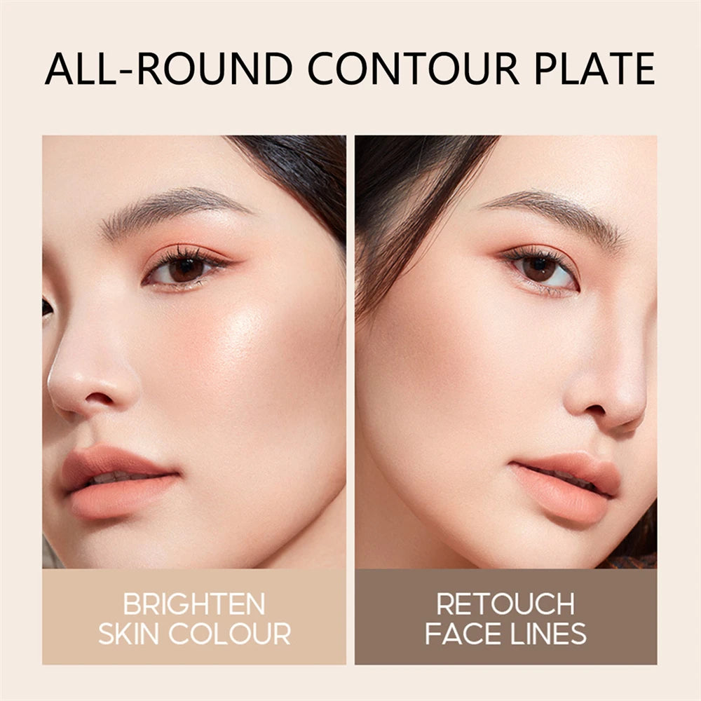 6-Color Blush and Contouring All-in-One Palette, Pearlescent Matte Powder Makeup Palette Glitter Highlighter Brighten Palette HIP