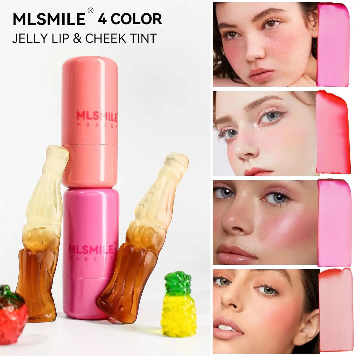 MLSMILE 2-in-1 Jelly Blush Stick – Lip & Cheek Tint Jelly Blush Stick HIP