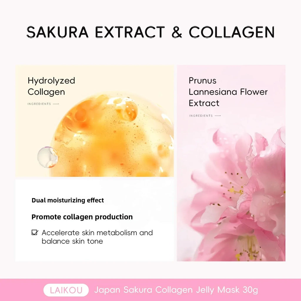 LAIKOU Sakura Collagen Jelly Face Mask – Hydrating & Firming Collagen Gel Face Mask HIP