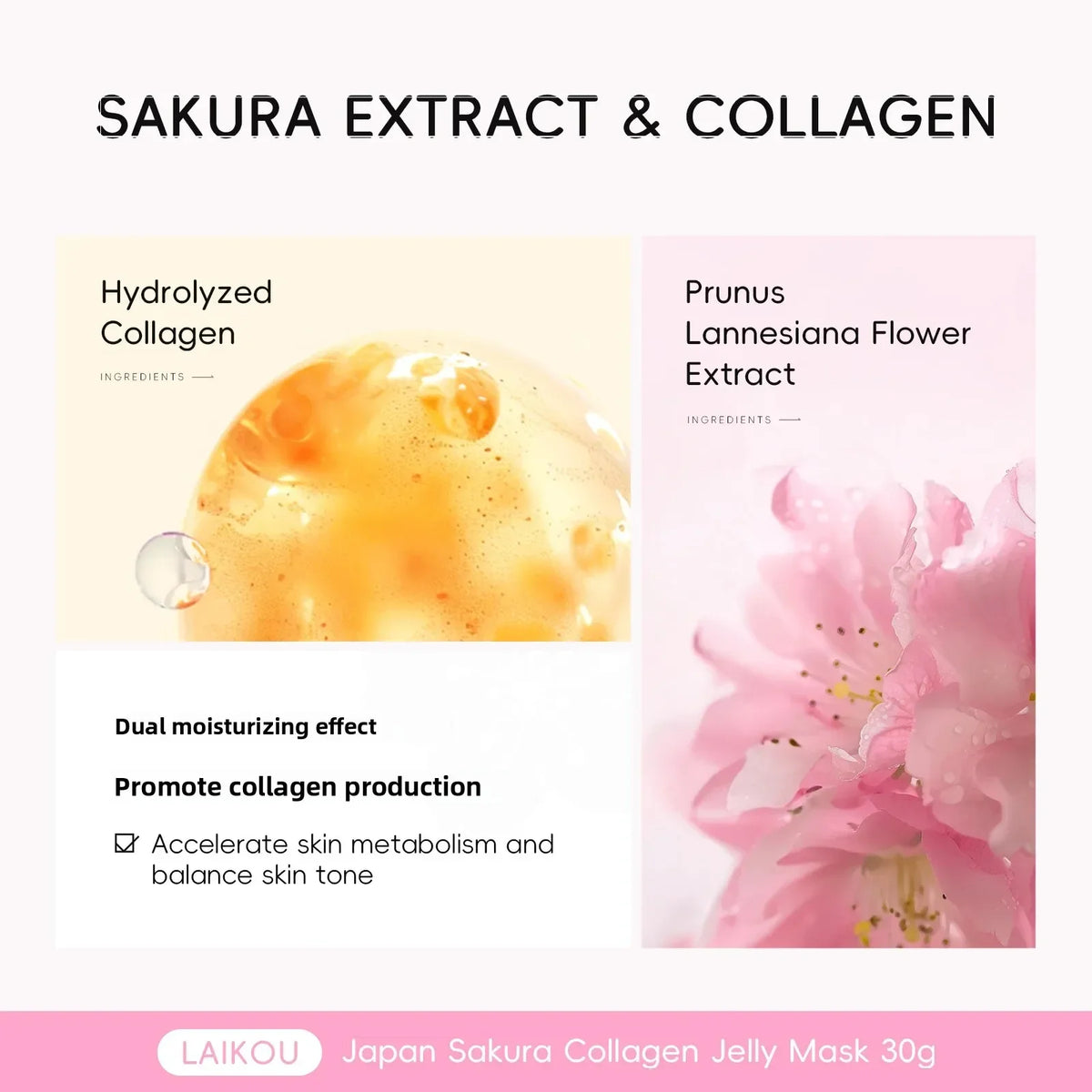 LAIKOU Sakura Collagen Jelly Face Mask – Hydrating & Firming Collagen Gel Face Mask HIP